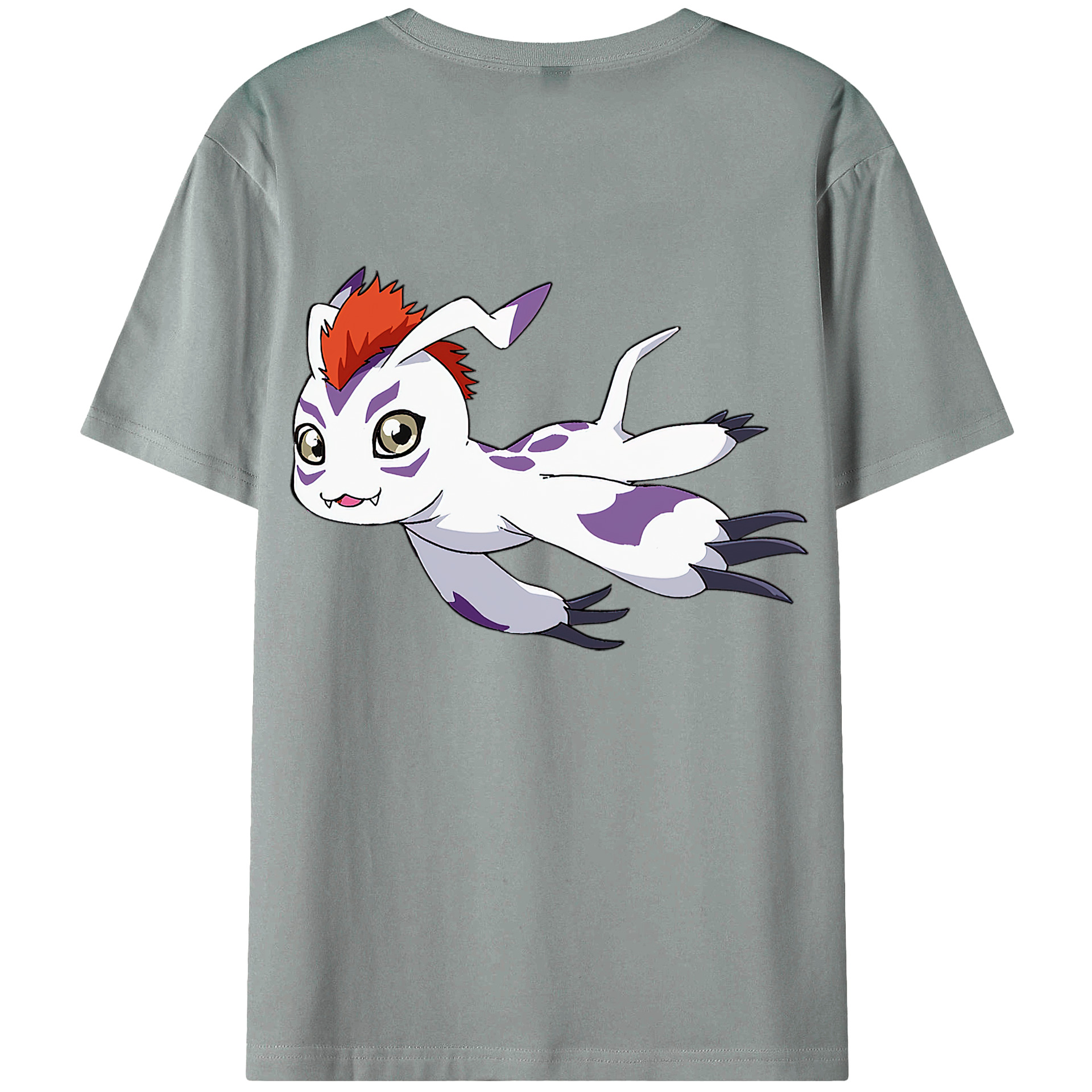 （画像用） Digimon デジタルモンスター/デジモン 綿100％ メンズ半袖Tシャツ（バックプリント） 通気性